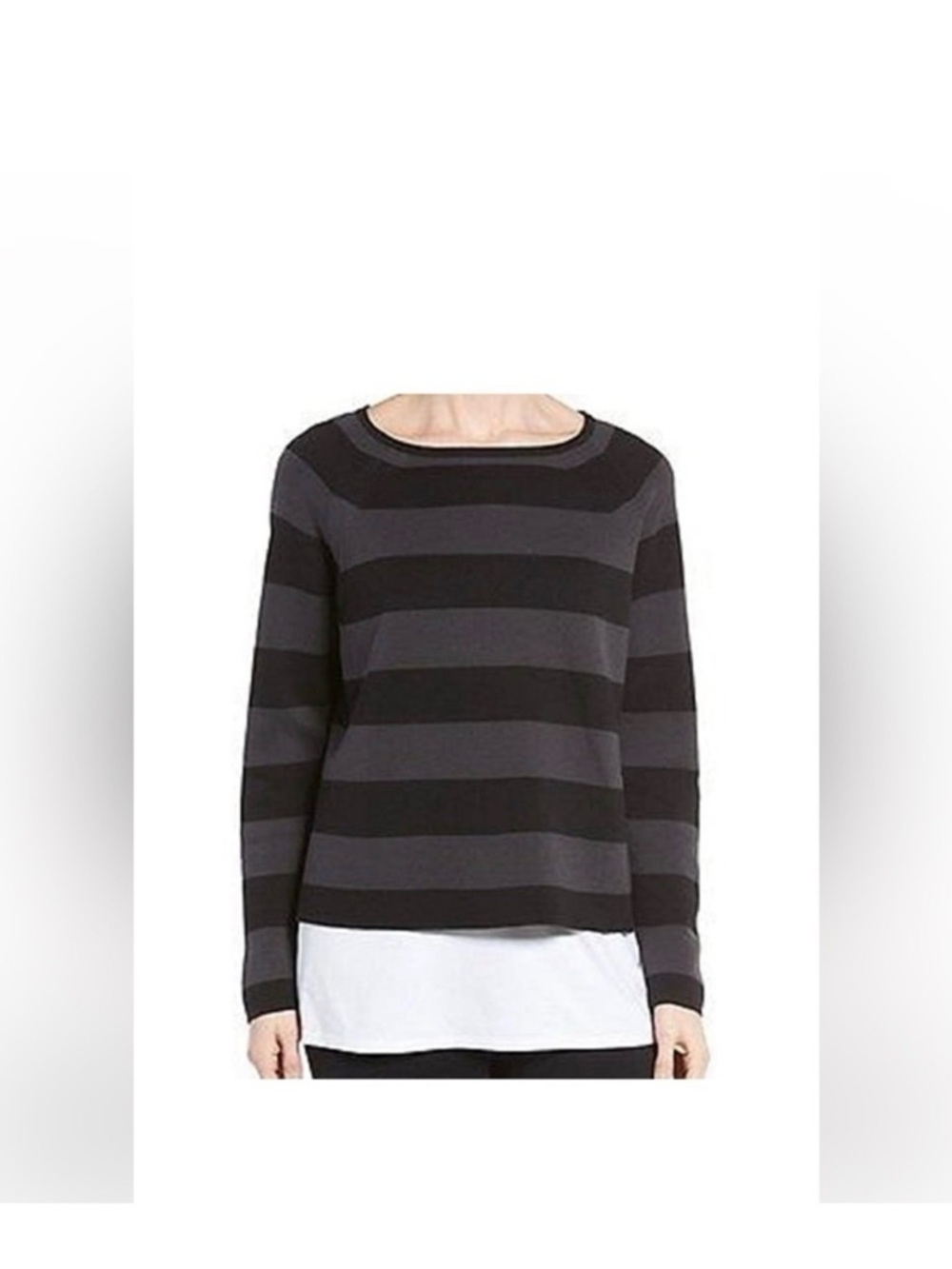 Eileen Fisher cotton silk boxy cropped Crewneck Sweater S/P